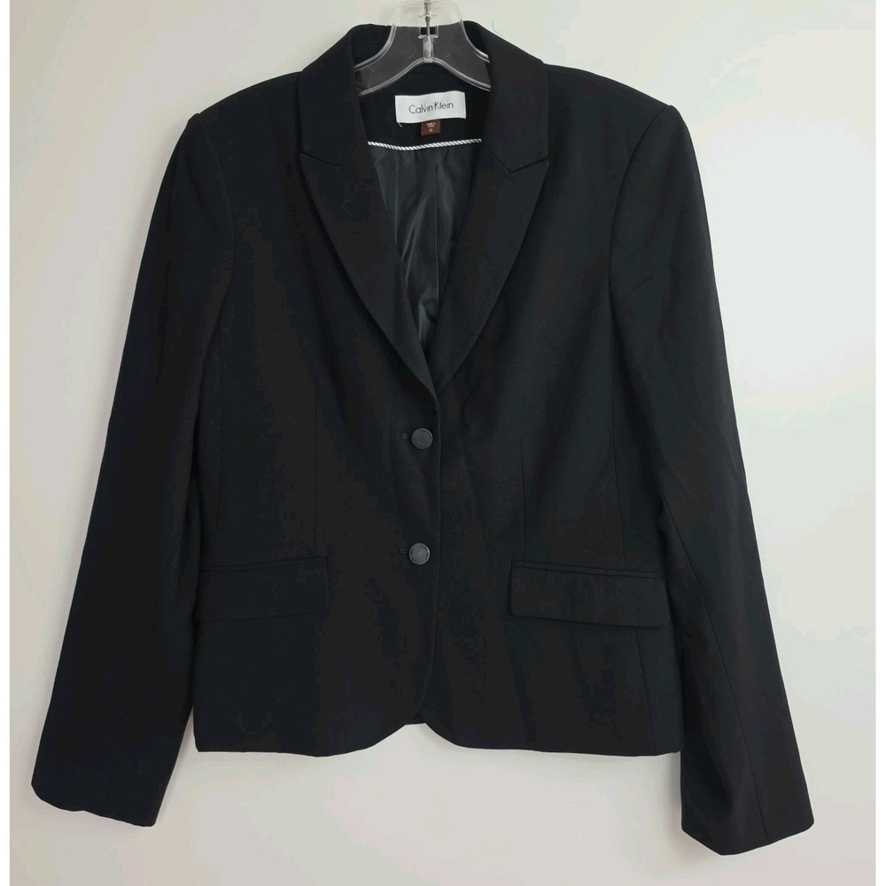 Calvin Klein Blazer Women's Size 10 Black Single Breasted Two Buttons